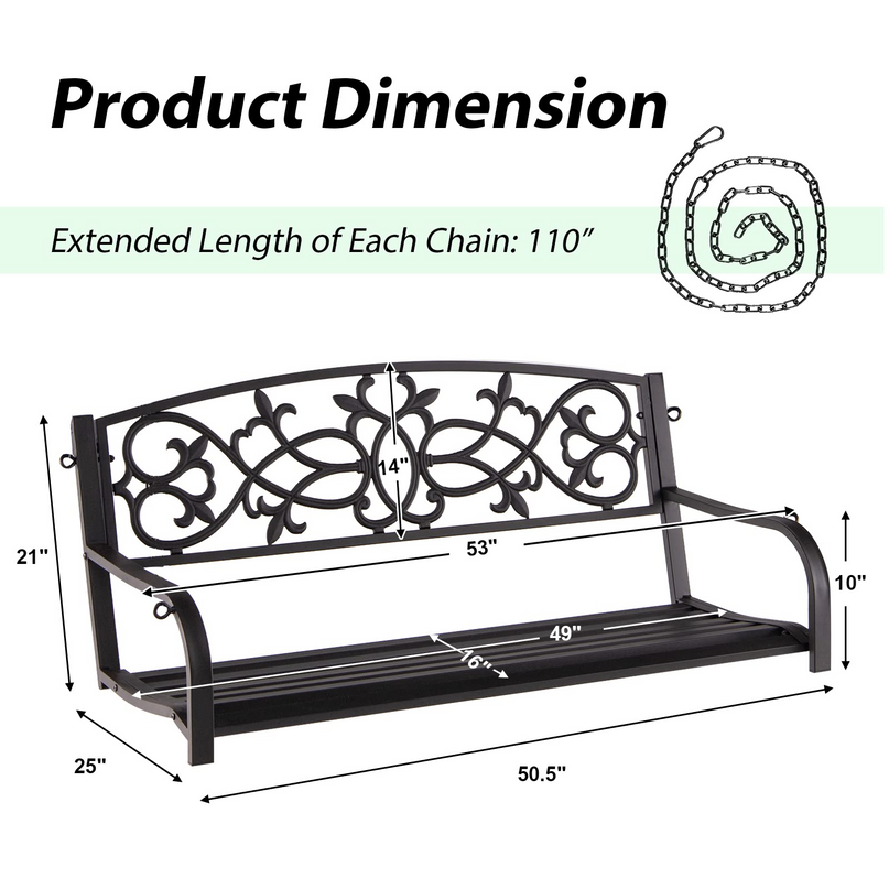 Giantex Patio Metal Porch Swing