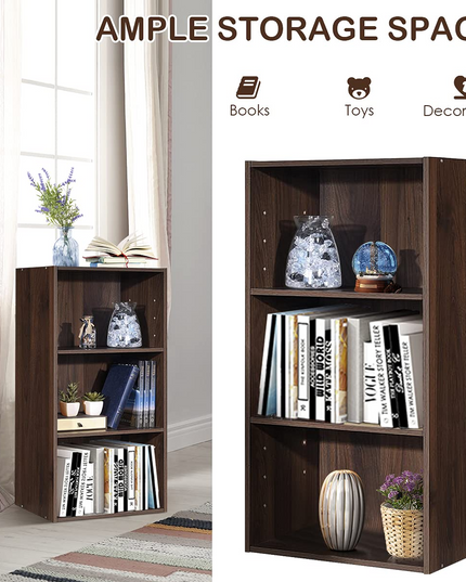 3 Shelf Bookcase Book Shelves Open Storage Cabinet