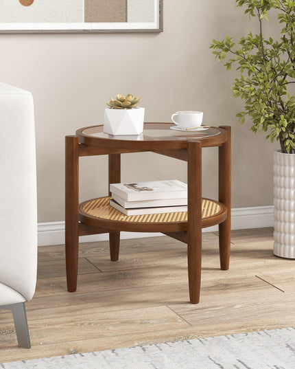 Rattan Round End Table - Giantex
