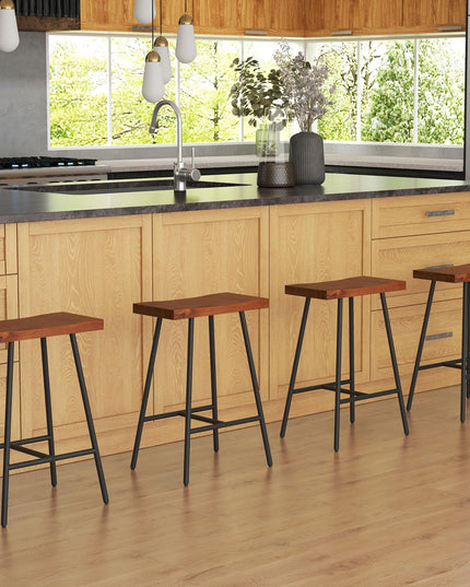 Giantex 24" Bar Stools Set of 2, Counter Height Bar Stools with Footrests, Solid Metal Legs