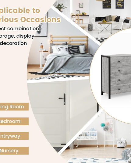 Giantex Dresser for Bedroom with 4 Storage Drawers - Modern Chest of Drawers