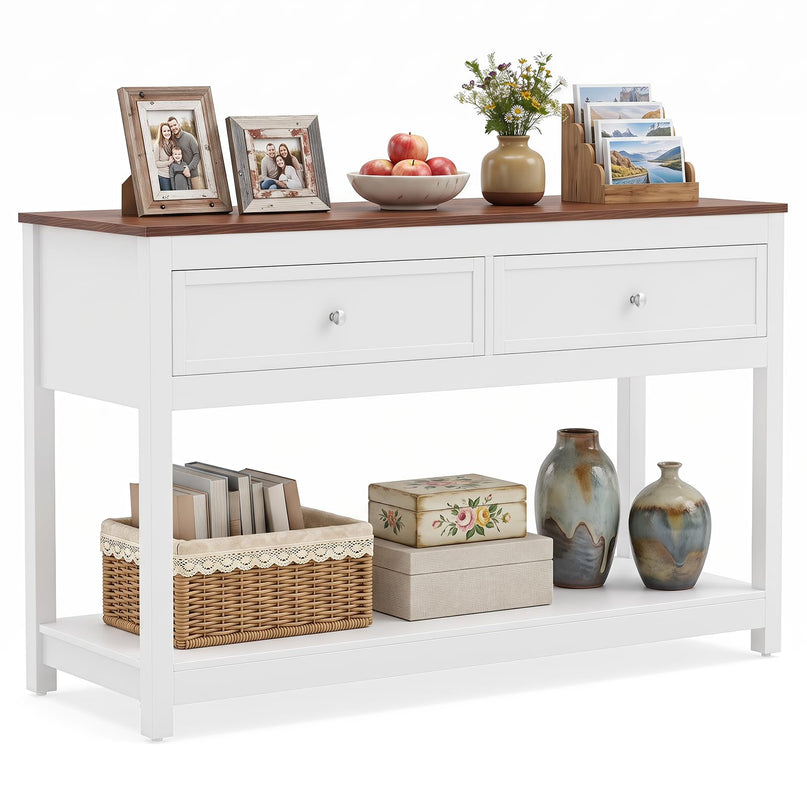 Giantex Farmhouse Console Table with 2 Drawers for Living Room