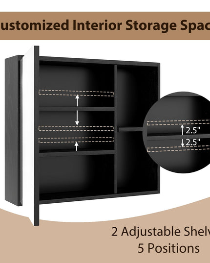 Giantex Medicine Cabinet, Bathroom Wall Cabinet with Mirror Door, 2 Adjustable Shelves, 2 Open Shelves