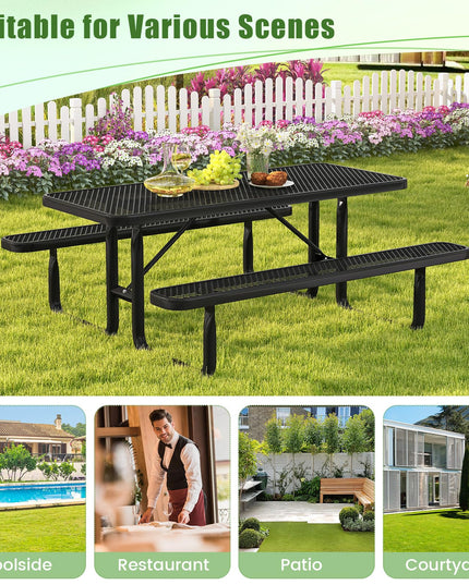 Giantex 72” Picnic Table, Large Outdoor Table & Bench Set for 8