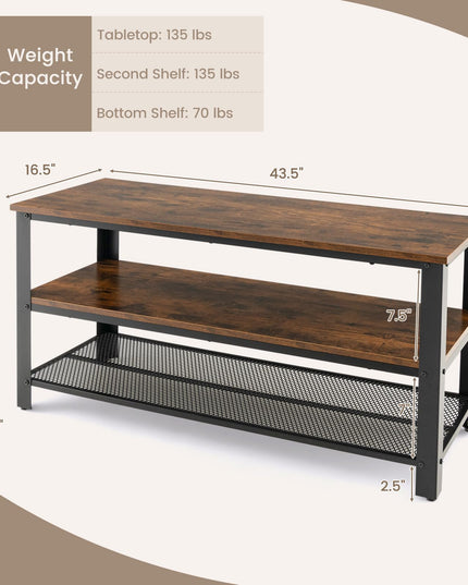 Giantex TV Stand for Bedroom and Living Room - 3-Tier Industrial Entertainment Center with Open Storage Shelves