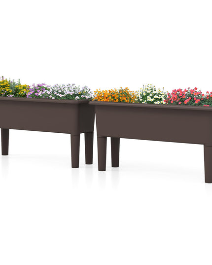 Giantex Raised Garden Beds Outdoor Set of 2, Self-Watering Planter Box with Detachable Legs & Drainage Hole