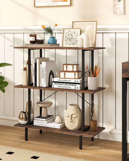 GIANTEX 3-Tier Bookshelf Industrial Bookcase with Open Shelves