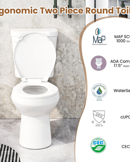 Giantex Two Piece Toilets with 17.5" ADA Comfort Height Seat