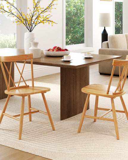 Giantex Wooden Dining Chairs Set of 2/4, Farmhouse Windsor Kitchen Chairs w/Cross Back, Wide Seat