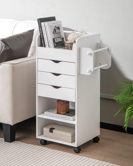 Giantex Craft Storage Cart - Utility Organizer Cart with 3 Drawers, 3 Shelves (White)