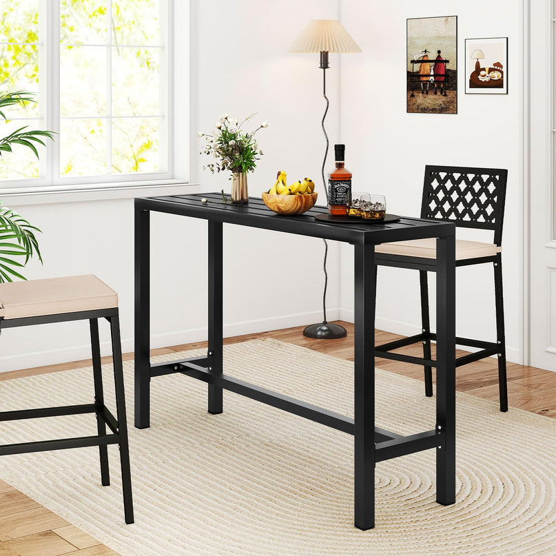 Giantex Outdoor Rectangle Bar Table with Counter Height