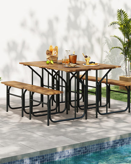 Giantex Single Picnic Table Bench Set with Rectangular Tabletop