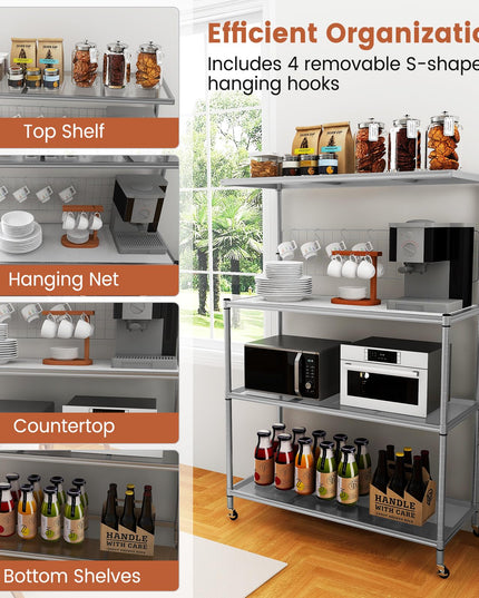 Giantex 4-Tier Microwave Stand, Microwave Cart with Adjustable Shelves