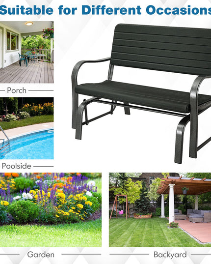 Swing Glider Chair Patio Steel Porch Chair Loveseat Bench for 2 Person