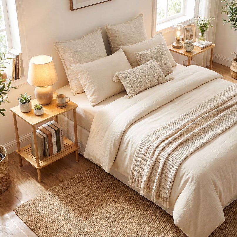 Giantex Table d'appoint en bambou, lot de 2, table de chevet/bout de canapé à 2 niveaux avec étagères de rangement