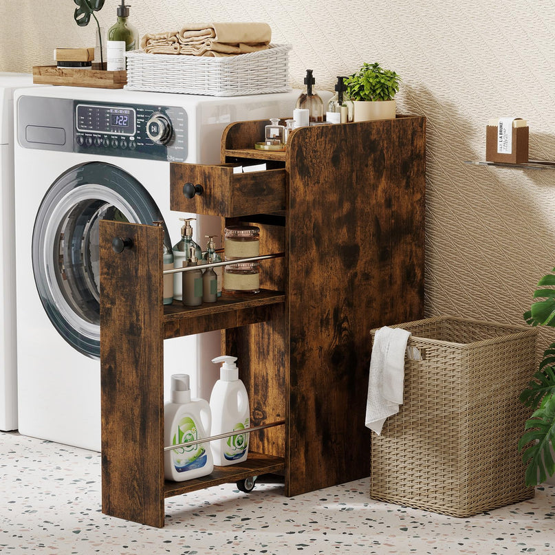 Giantex Slim Bathroom Storage Cabinet Space-Saving Toilet Side Cabinet