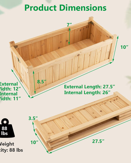 Giantex 15” Planter Raised Garden Bed - Wooden Planting Box, Outdoor Folding Square Planter