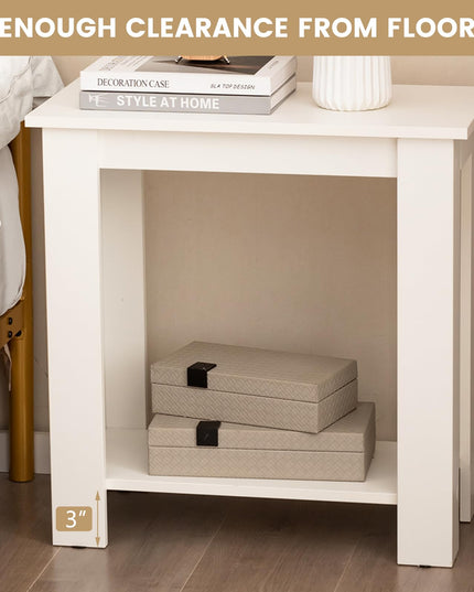 Giantex 2-Tier End Table White, Modern Side Table with Storage Shelf
