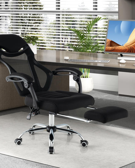 Giantex Ergonomic Desk Chair with Footrest, Mesh Office Chair with Height-Adjustable & Tilting Backrest
