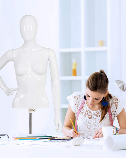 Female Mannequin Torso Adjustable Height Detachable Arms Dress Form - Giantex