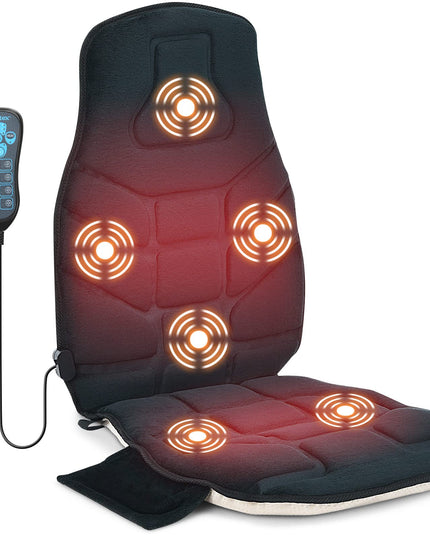 Giantex Memory Foam Massage Seat Cushion, Back Massager with 6 Vibration Massage Nodes & 2
