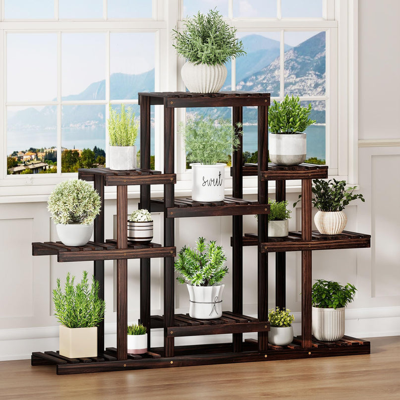 Giantex Plant Stand Indoor & Outdoor 6 Tier Wood Flower Pot Stand