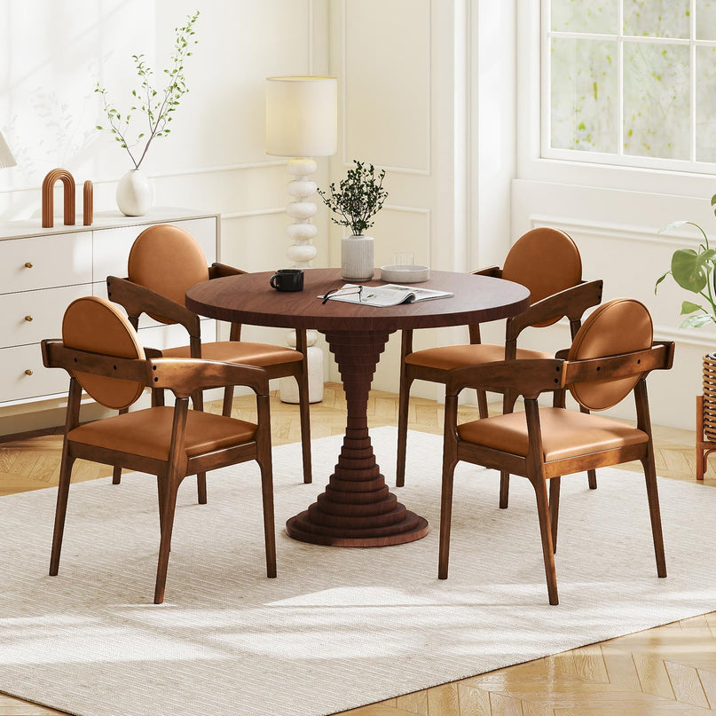 Giantex Wooden Dining Chairs Set of 2/4 PU Leather Upholstered Dining Room Chairs