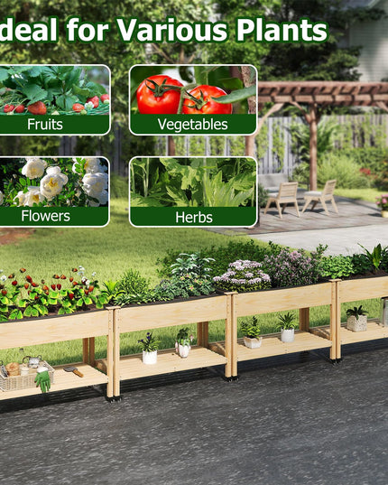 Giantex Jardinières surélevées mobiles Lot de 1/2 jardinières en bois
