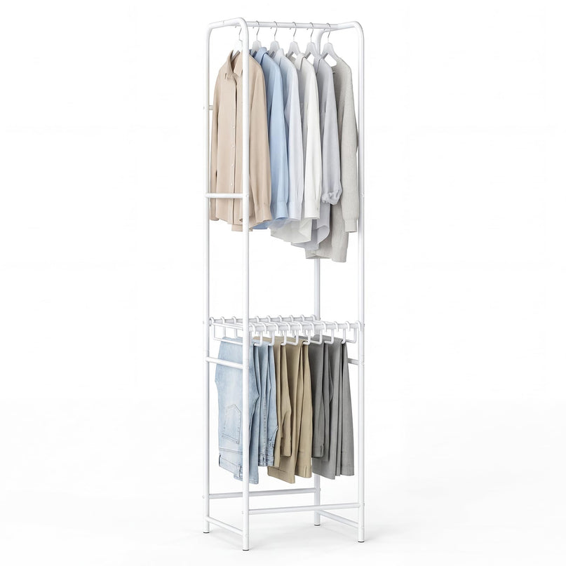 Giantex Clothes Rack with Pants Hanger Heavy-Duty White Garment Rack
