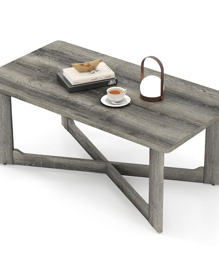 Giantex Farmhouse Wood Coffee Table for Reception Office