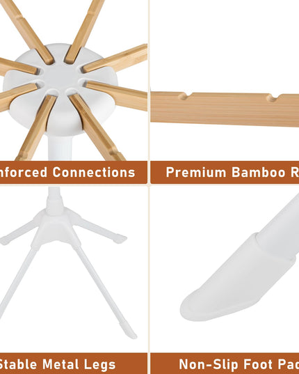 Giantex Foldable Laundry Drying Rack with 8 Bamboo Hanging Rods & 40 Hanger Slots