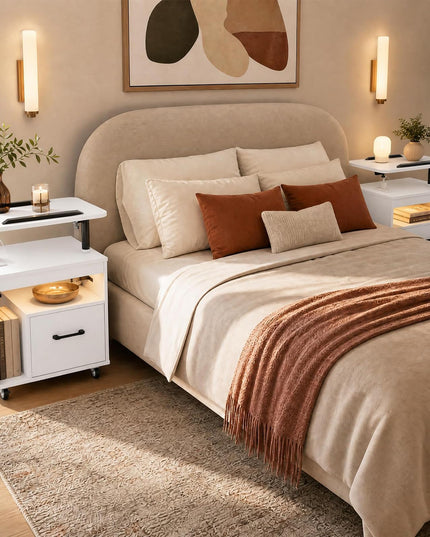 GIANTEX Rolling LED Nightstand with Charging Station (1/2)