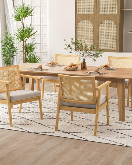 Giantex Modern Rattan Accent Chair Set of 2/4, Mid Century Accent Chairs w/Curved Backrest