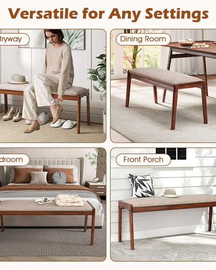 Giantex 45" Upholstered Entryway Bench with Rubber Wood Legs & Fabric Padded Seat