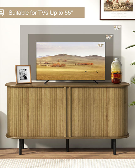 Giantex Kitchen Storage Cabinet, 47” Buffet Cabinet with Storage, Wooden Sideboard w/ 2 Sliding Tambour Doors