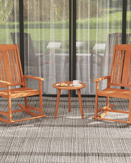 Giantex Solid Wood High Back Rocker with Slatted Sea Outdoor Rocking Chair