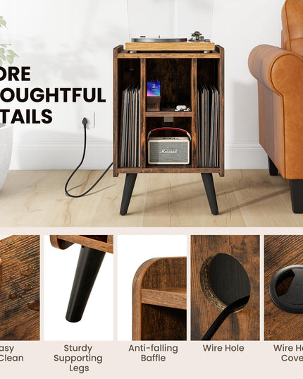 Giantex Record Player Stand, Turntable Stand with Charging Station