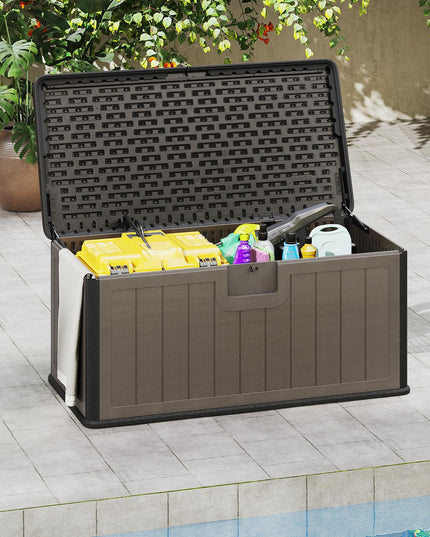 Giantex 100 Gallon Deck Box with Lockable Lid for Patio Furniture Cushions