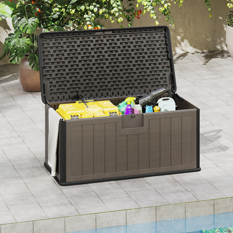 Giantex 100 Gallon Deck Box with Lockable Lid for Patio Furniture Cushions