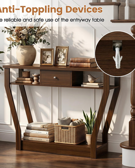 GIANTEX 43" Modern Console Table with Drawer & Storage Shelf