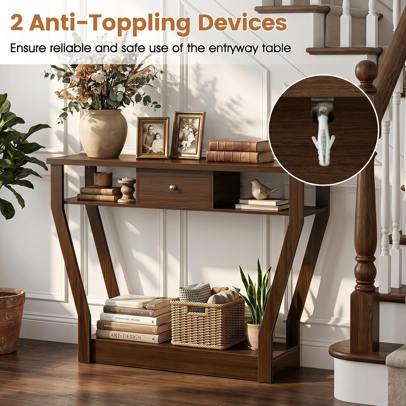 GIANTEX 43" Modern Console Table with Drawer & Storage Shelf