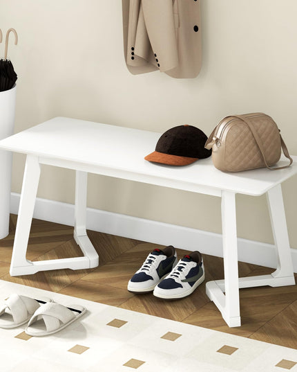 Giantex Set of 1/2 Entryway Bench, 42” Long Dining Bench with Rubber Wood Triangular Legs