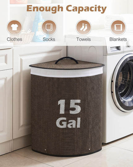 Giantex Corner Laundry Hamper with Lid for Small Spaces
