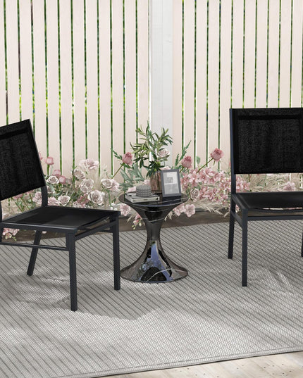 Giantex Outdoor Patio Dining Chair, Armless Dining Chair with Breathable Fabric Seat & Backrest