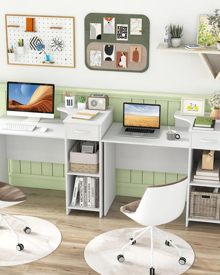Giantex Computer Desk with Storage, Modern PC Laptop Table with 5-Position Adjustable Shelf