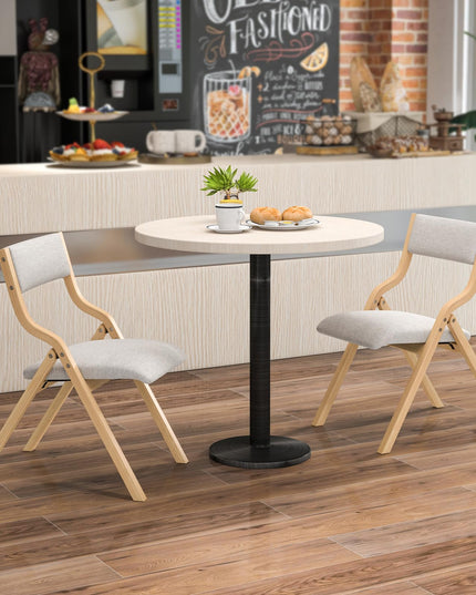 Folding Dining Chair Set of 2, No Assembly Folding Chairs w/Linen Padded Seats - Giantex