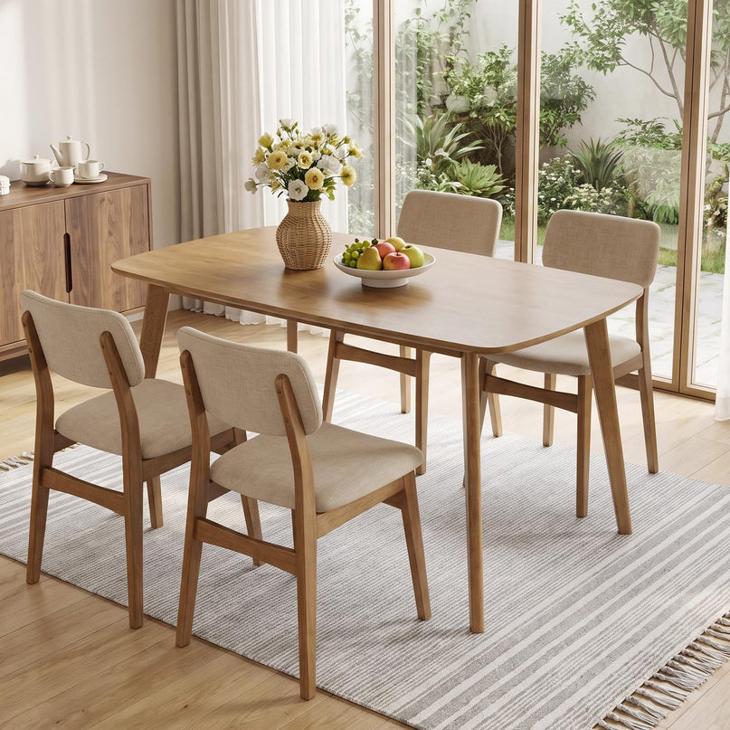 Giantex 55" Solid Wood Rectangular Dining Table for 4-6 (55" x 27.5" x 30")