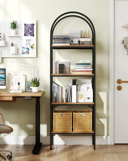 GIANTEX 4-Tier Arched Industrial Bookcase with Metal Frame (1/2)