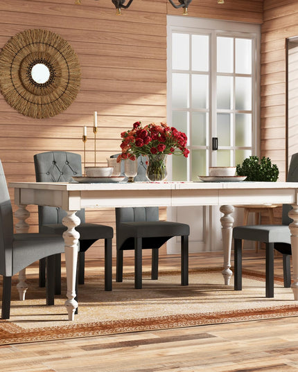 Giantex Modern Dining Chairs, Tufted Fabric Dining Room Chairs w/High Backrest, High-density Sponge Cushion