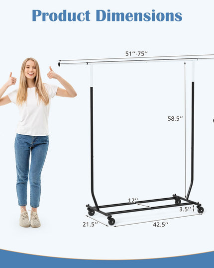 Giantex Heavy-Duty Rolling Clothing Rack for Hanging Clothes